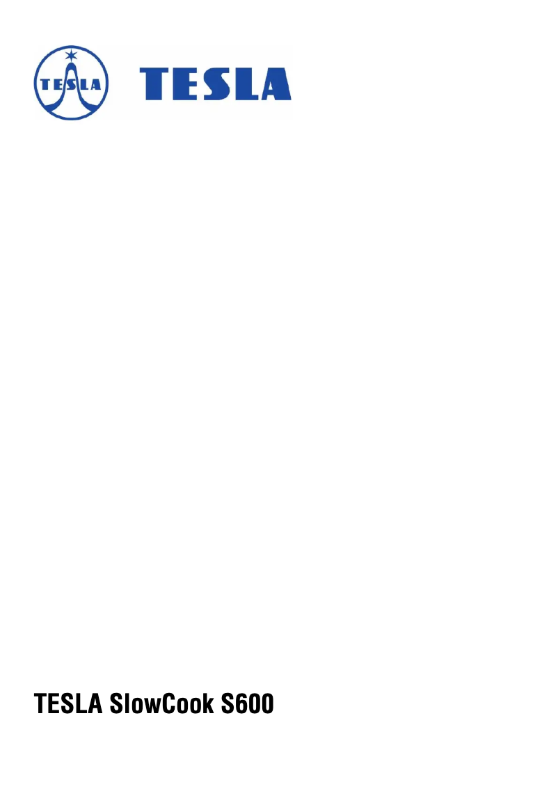 First page image of the manual for SlowCook S600