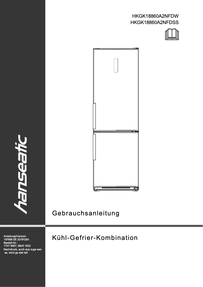 Page 1 of the manual User Manual Hanseatic HKGK18860A2NFDSS