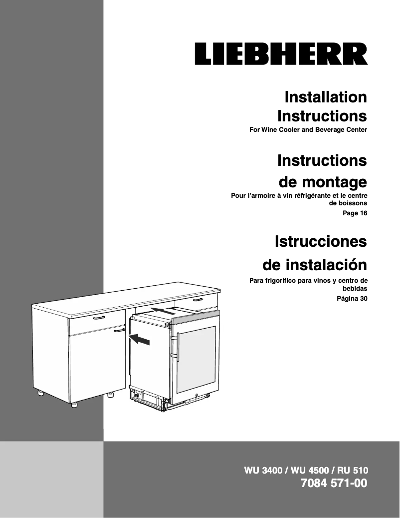 Page 1 of the manual Installation Guide Liebherr RU 510