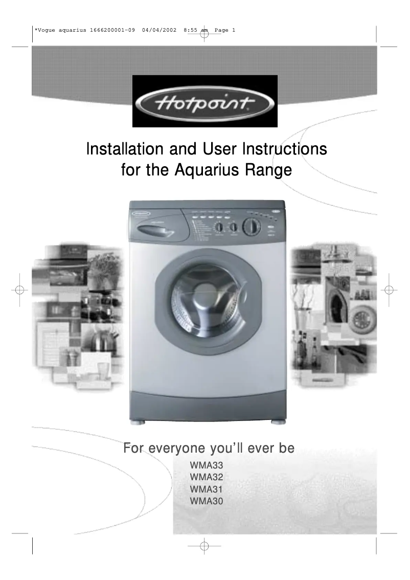 Page 1 of the manual User Manual Hotpoint WMA30 Aquarius