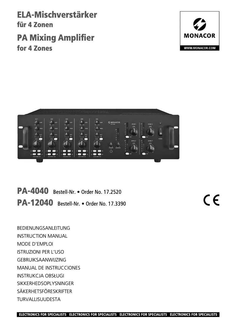 First page image of the manual for PA-12040