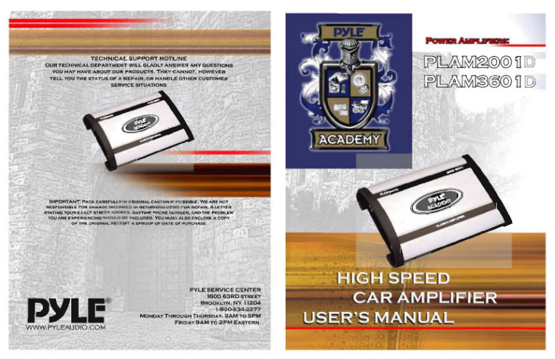 Page 1 of the manual User Manual Pyle PLAM2001D
