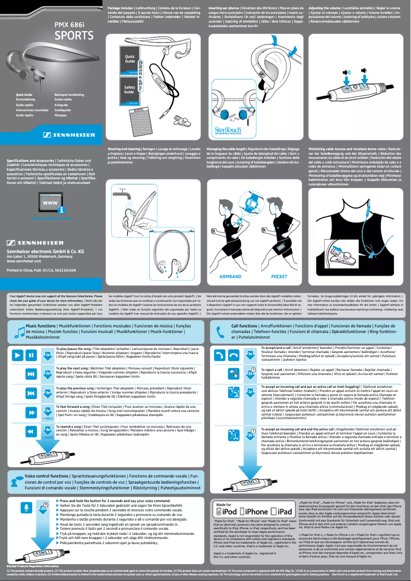 Page 1 of the manual User Manual Sennheiser PMX 686i Sports