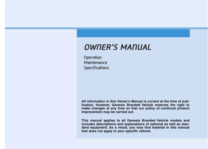 Page 1 of the manual User Manual Genesis G80 (2019)