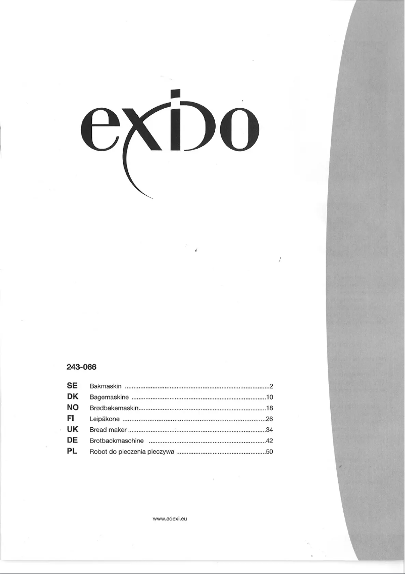 Page 1 of the manual User Manual Exido 243-066