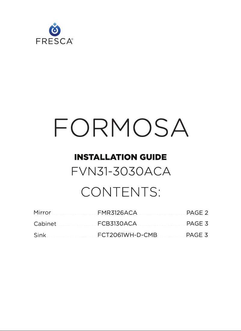 Page 1 of the manual User Manual Fresca Formosa FVN31-3030ACA