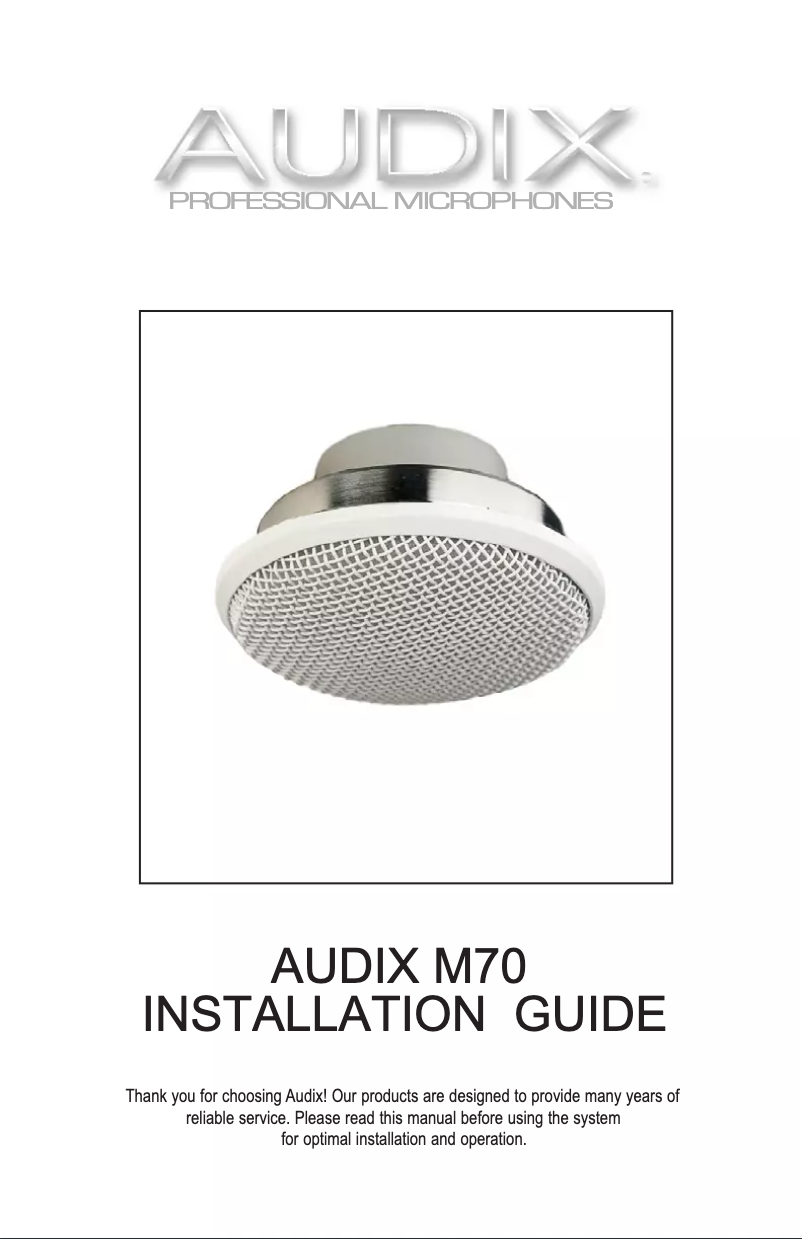 Page 1 of the manual User Manual Audix M70