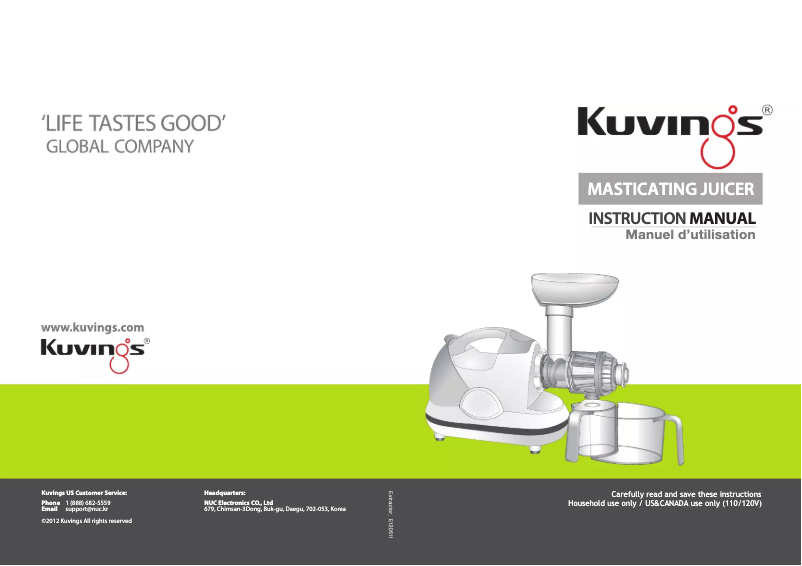 Page 1 of the manual User Manual Kuvings NJE-3590U