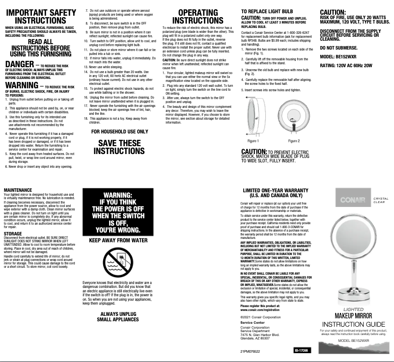 Page 1 of the manual User Manual Conair BE152WX