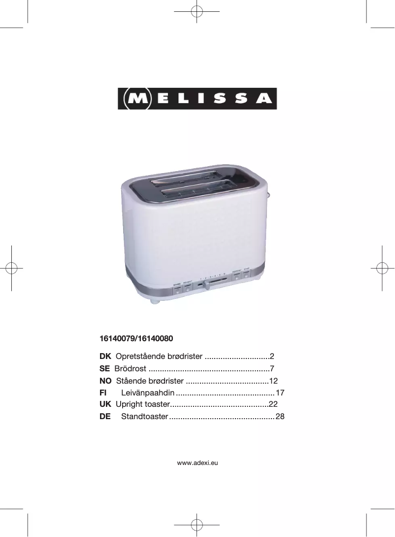 Page 1 of the manual User Manual Melissa 16140080