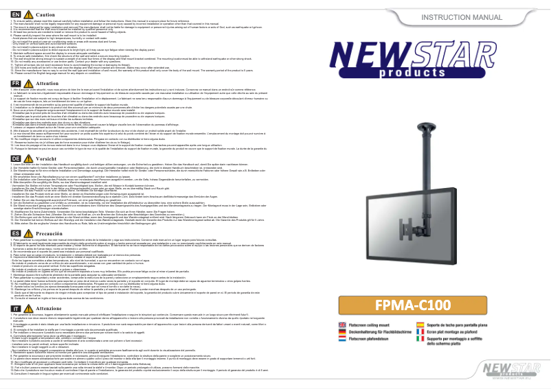 Page 1 of the manual User Manual Newstar LCD/TFT ceiling mount