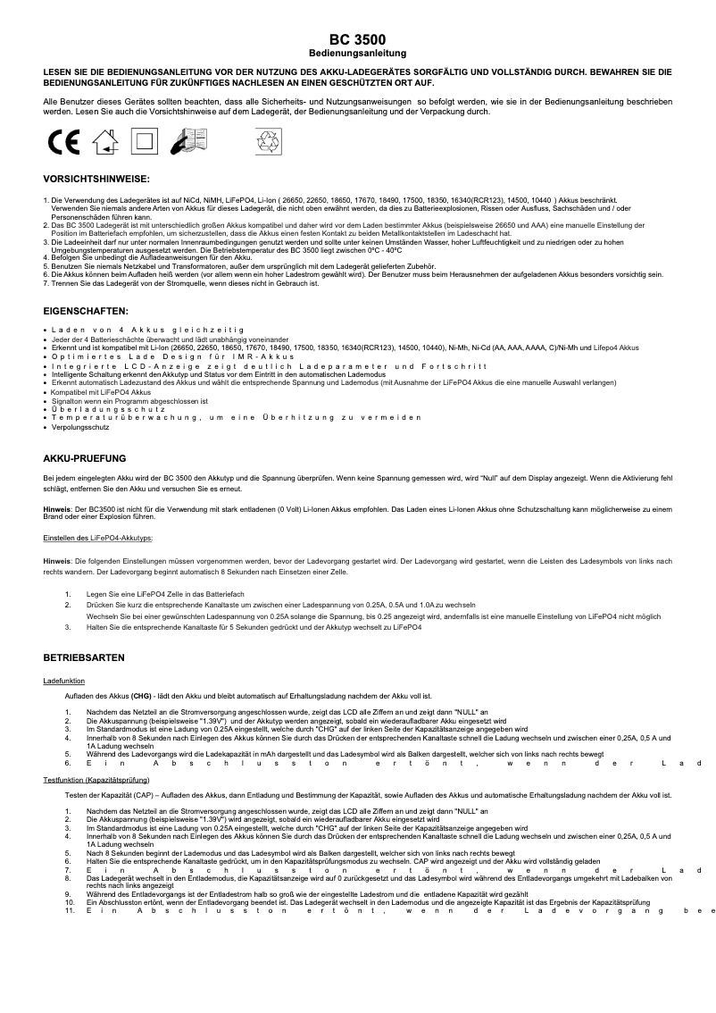 First page image of the manual for BC 3500