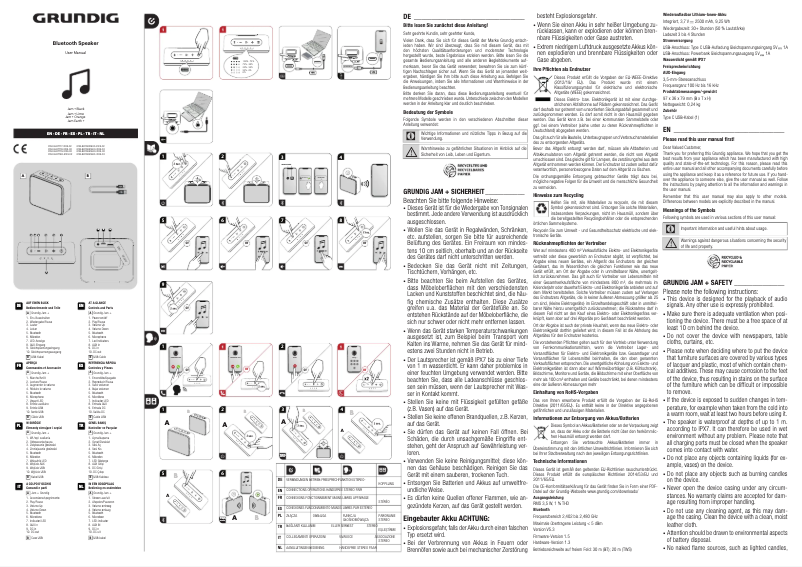 Page 1 of the manual User Manual Grundig Jam+