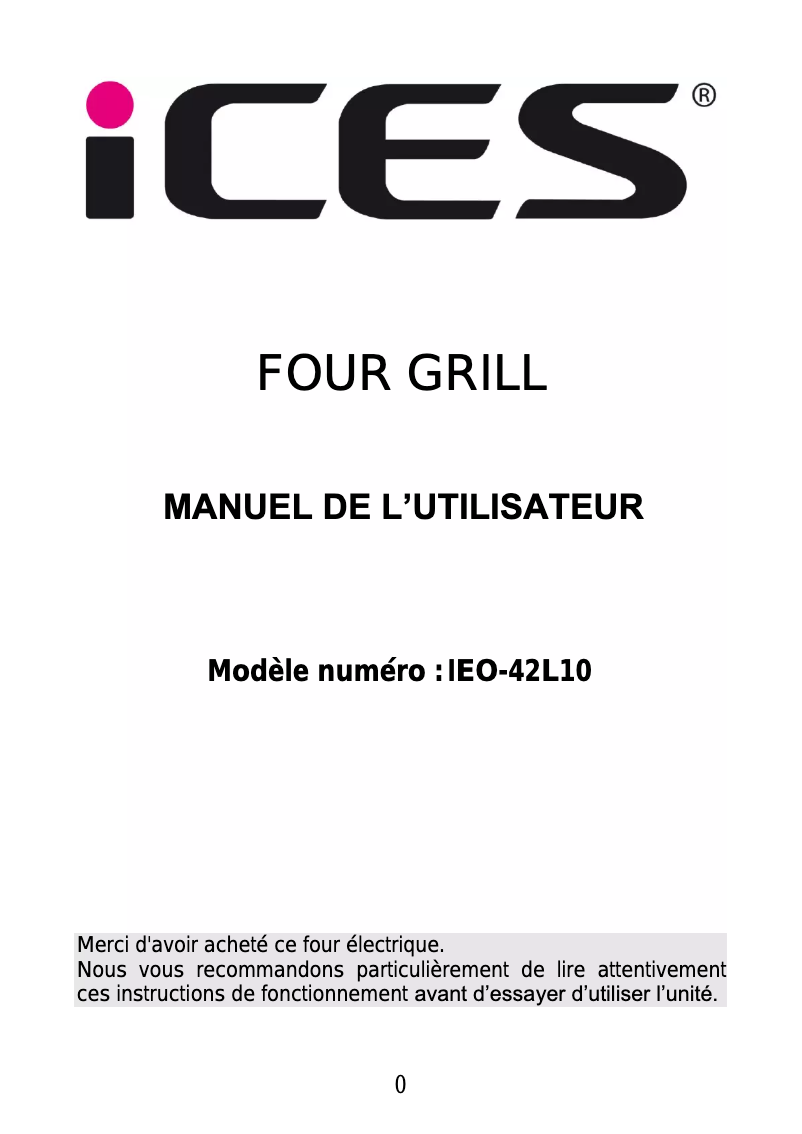 First page image of the manual for IEO-42L10