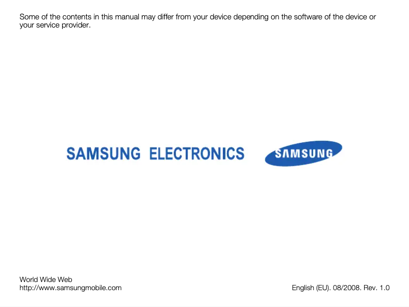 Page 1 of the manual User Manual Samsung SGH-L870