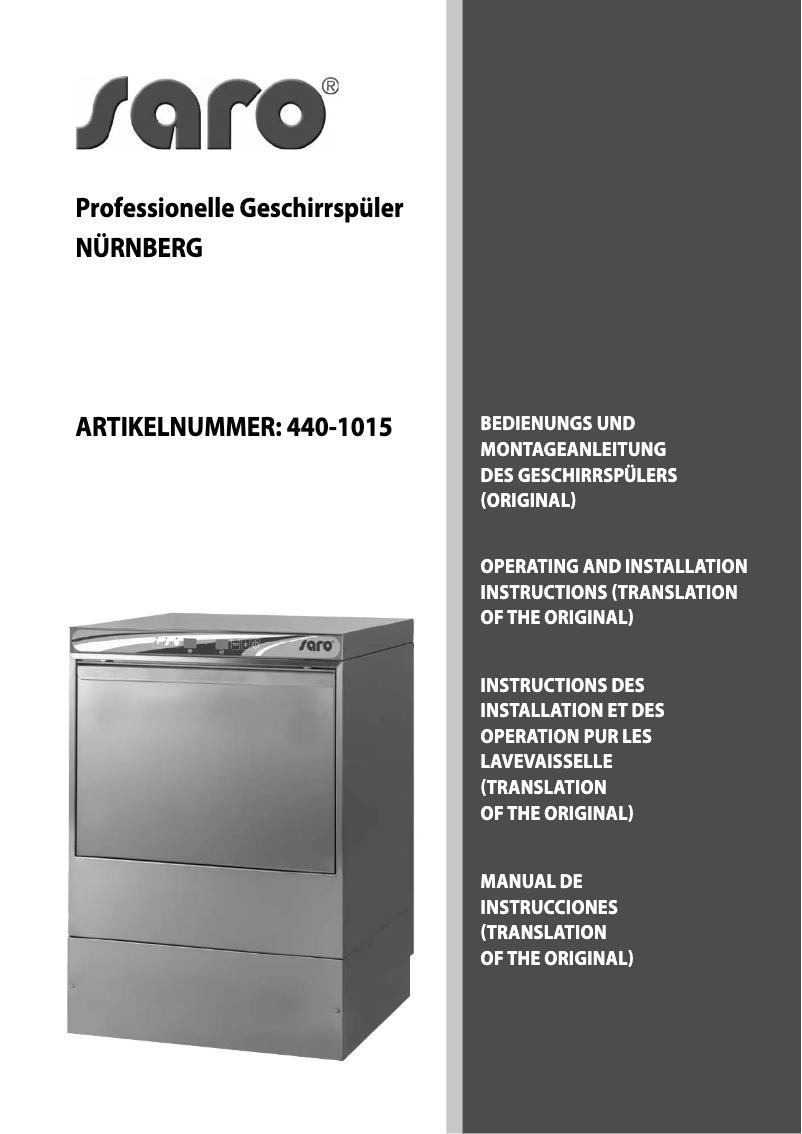 Page 1 de la notice Manuel utilisateur Saro 440-1015