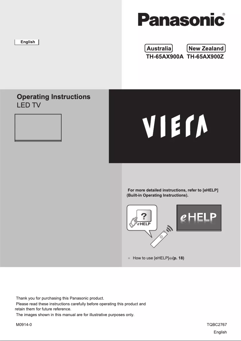 Page 1 of the manual User Manual Panasonic TH-65AX900Z