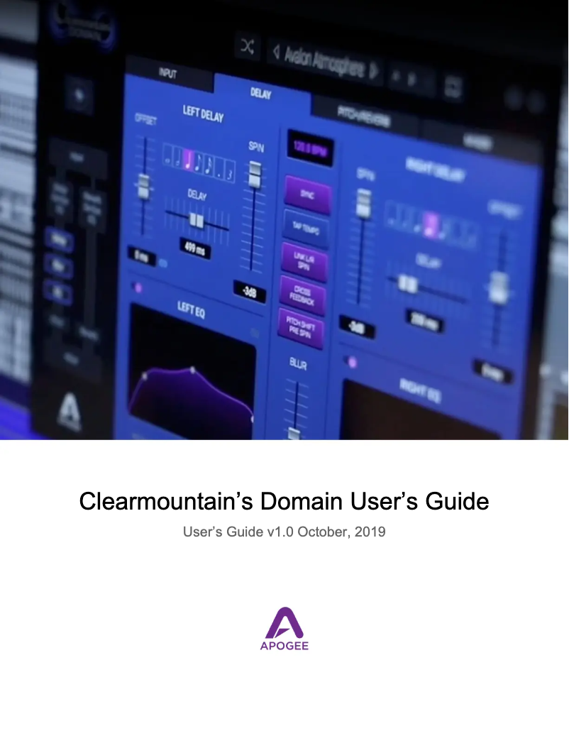 Page 1 of the manual User Manual Apogee Clearmountain’s Domain