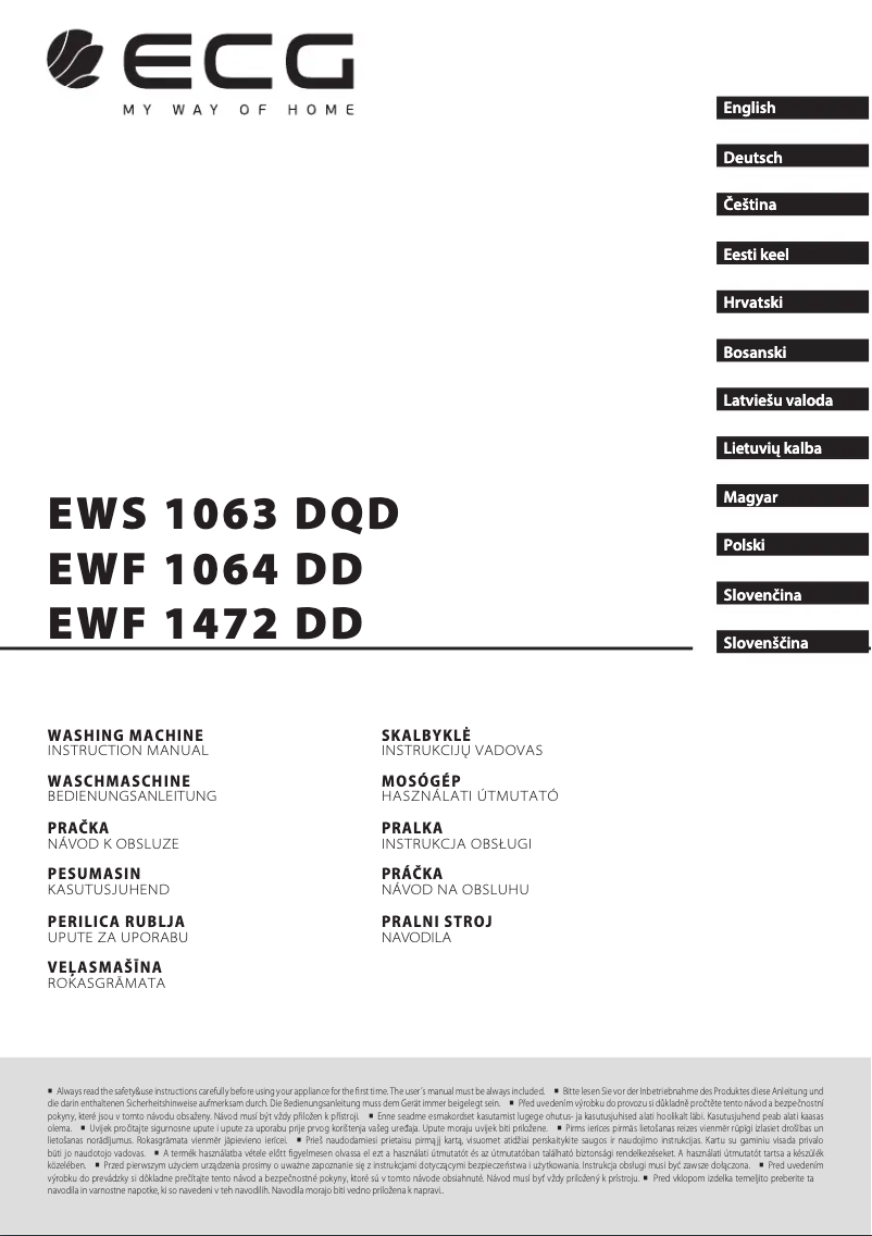 Page 1 of the manual User Manual ECG EWF 1064 DD