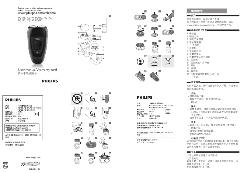 First page image of the manual for PQ193