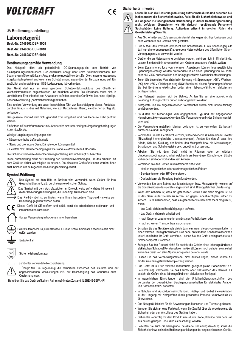 Page 1 of the manual User Manual Voltcraft DSP-6010