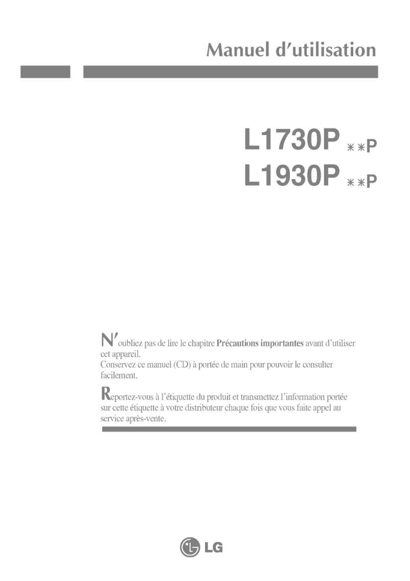 Page 1 of the manual User Manual LG L1930PSUP