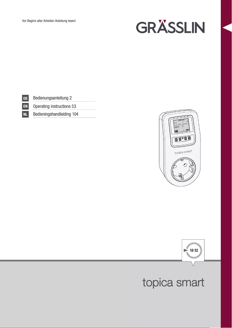 First page image of the manual for Topica smart