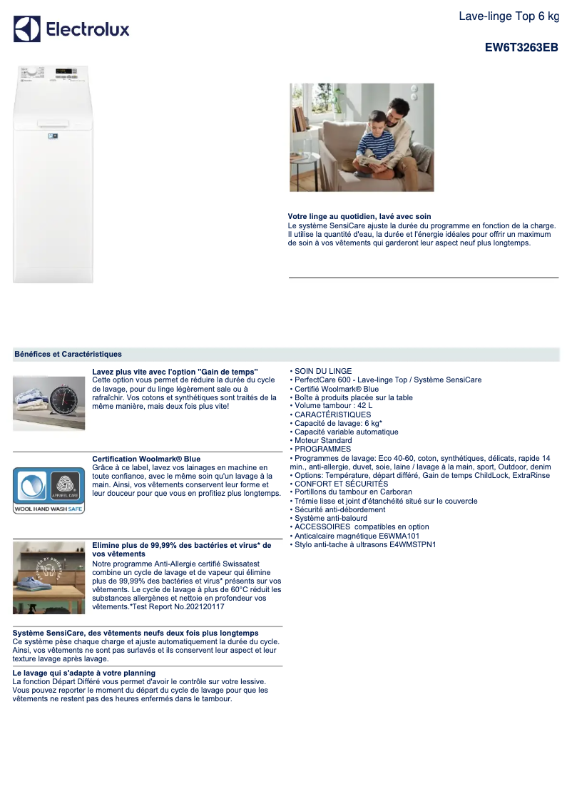 First page image of the manual for EW6T3263EB