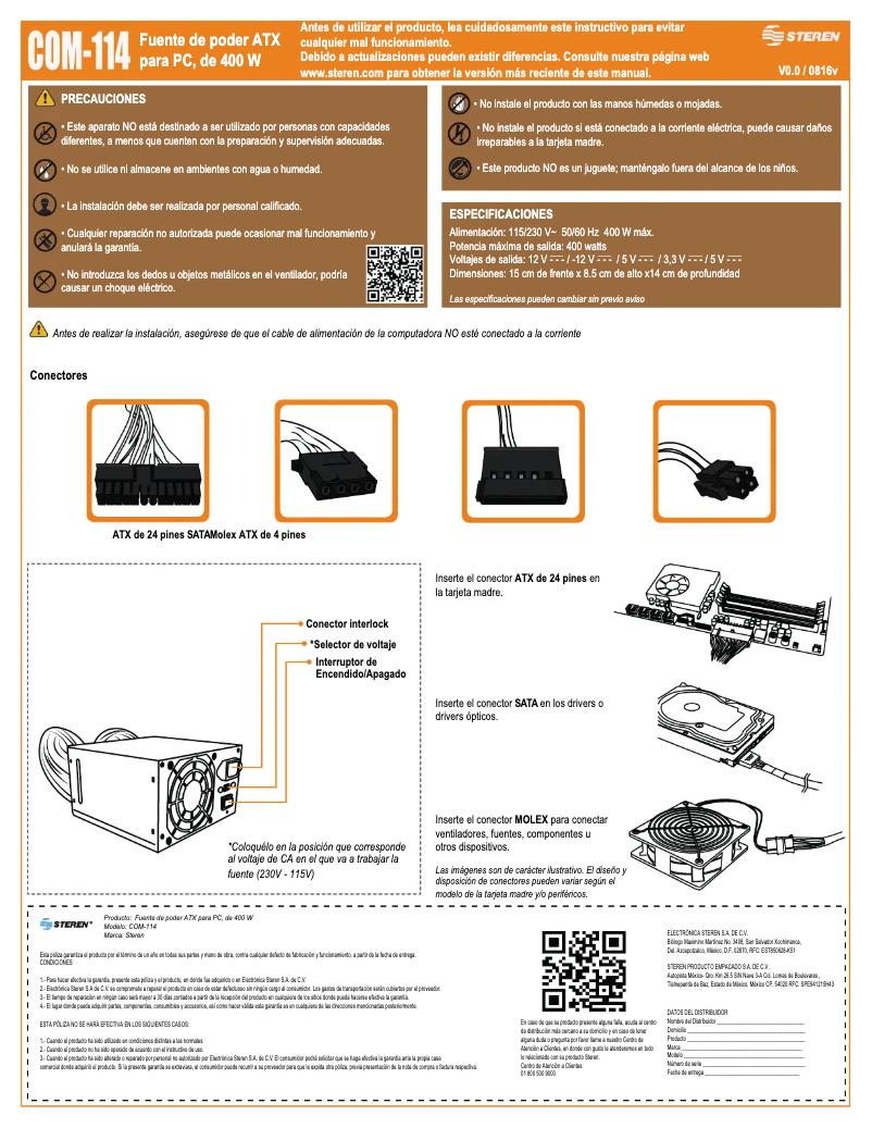 Image de la première page du manuel de l'appareil COM-114