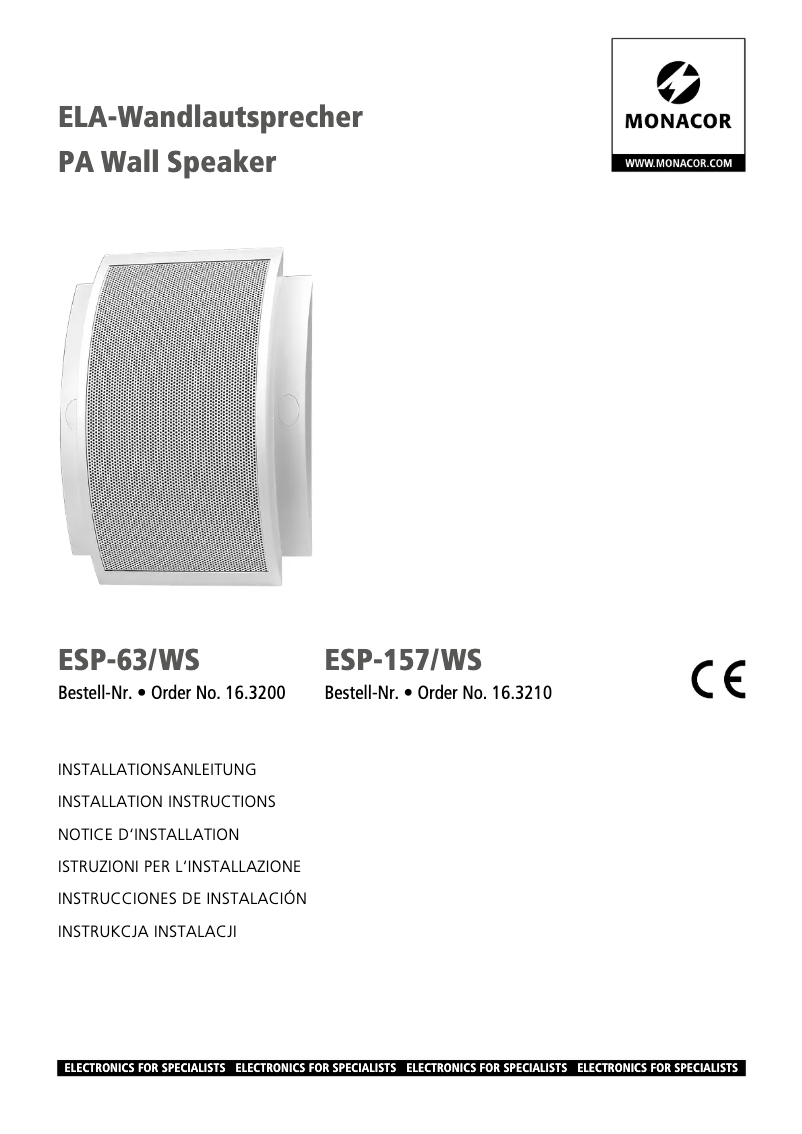 Page 1 of the manual User Manual Monacor ESP-63/WS
