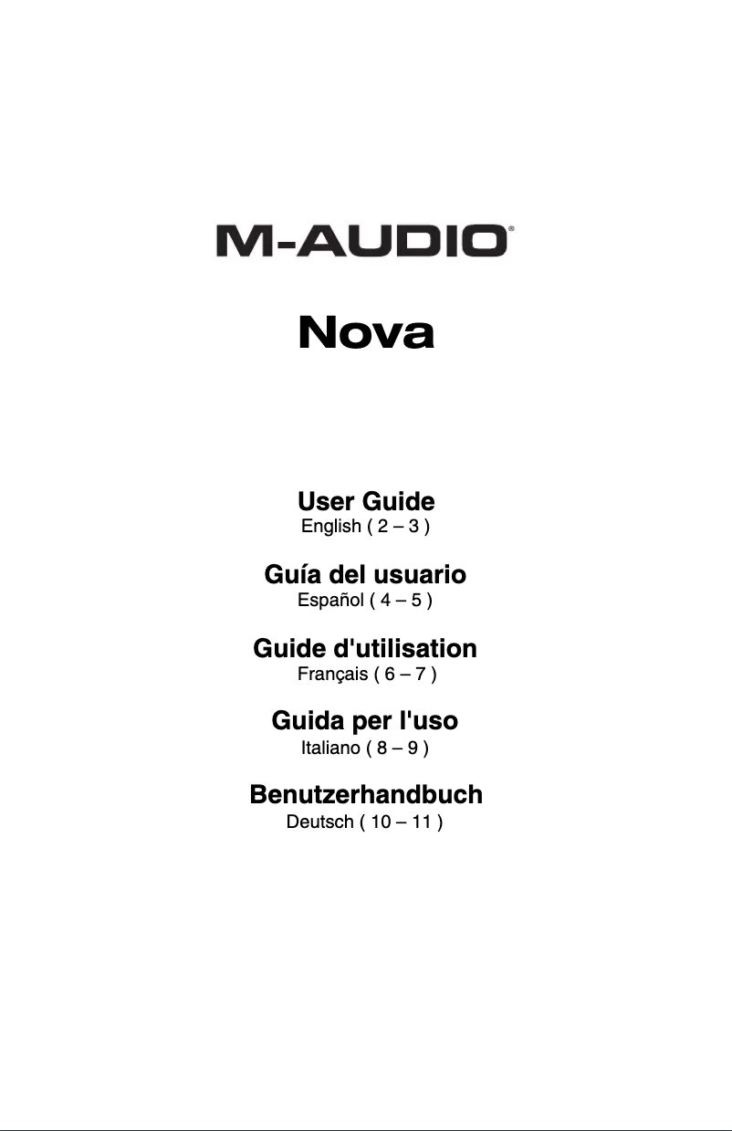Page 1 of the manual User Manual M-Audio Nova