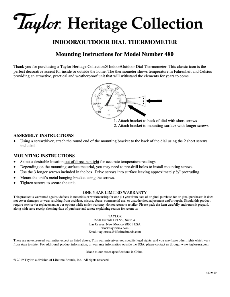 First page image of the manual for 480BZN