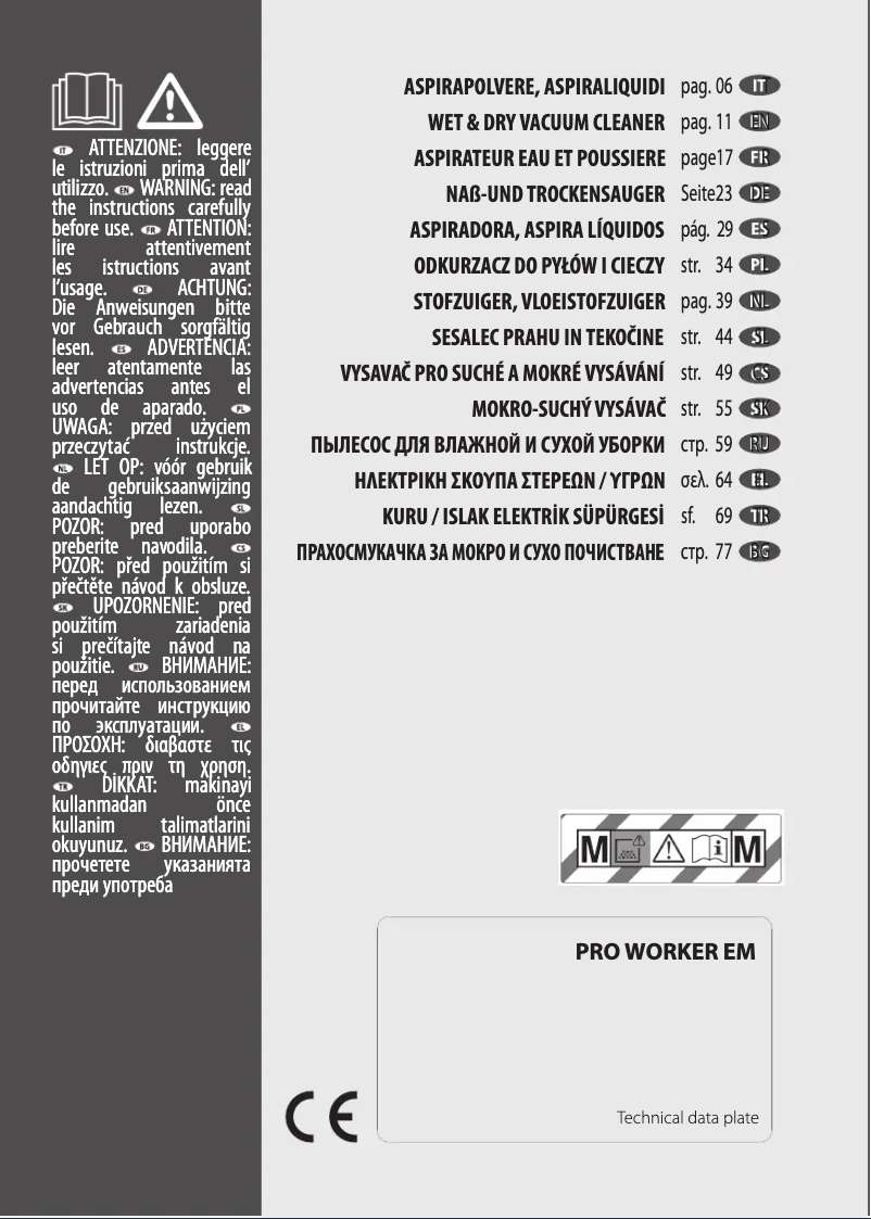 Page 1 of the manual User Manual Lavorwash Pro Worker EM