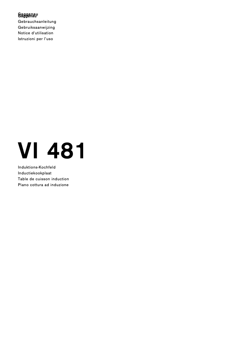 Page 1 of the manual User Manual Gaggenau VI481110