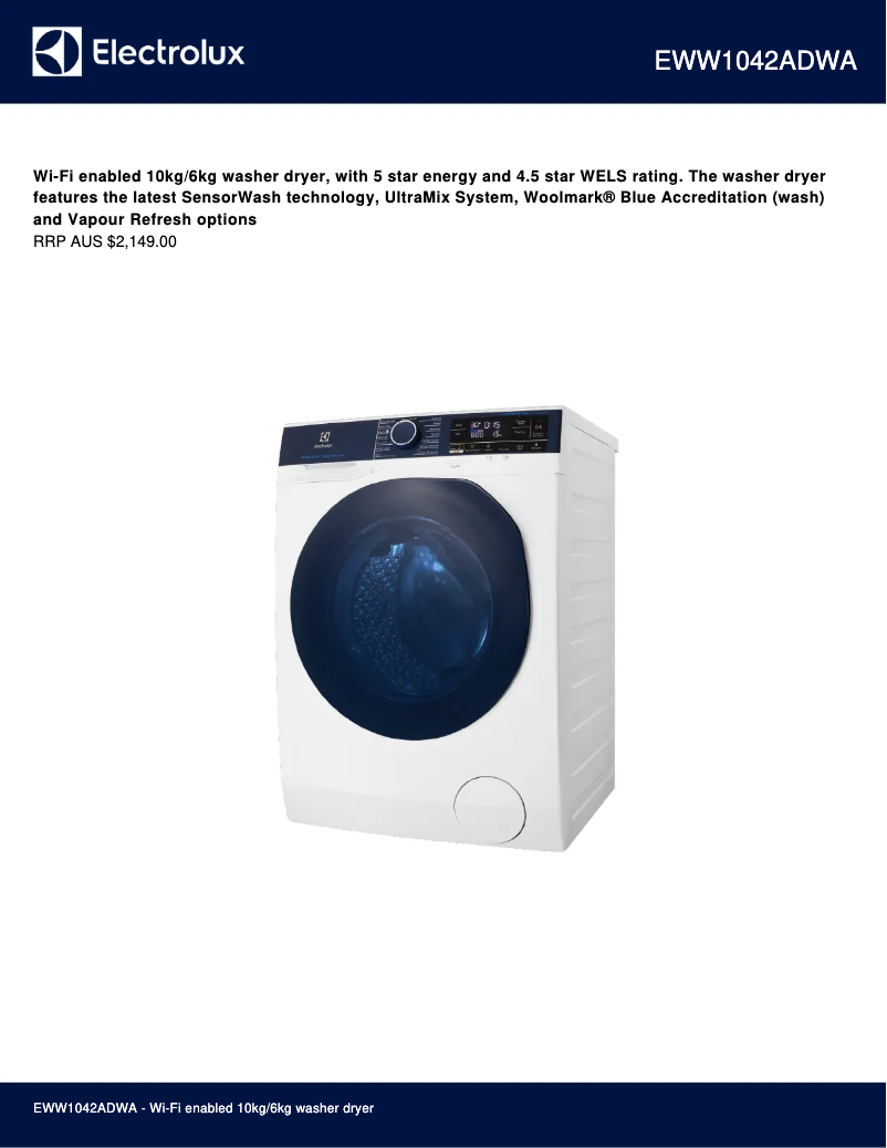 First page image of the manual for EWW1042ADWA