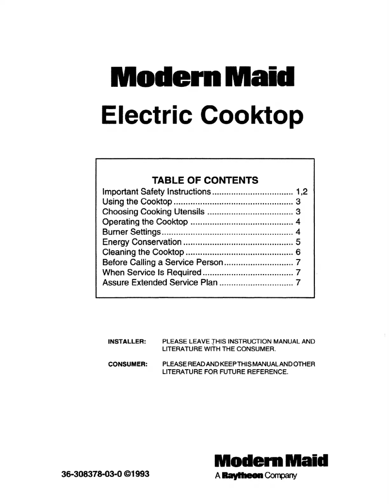 First page image of the manual for FET1322B