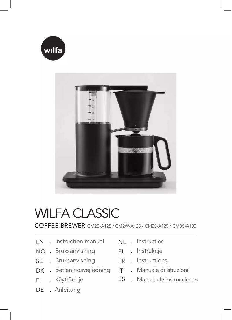 Page 1 of the manual User Manual Wilfa CLASSIC TALL CM2S-A125
