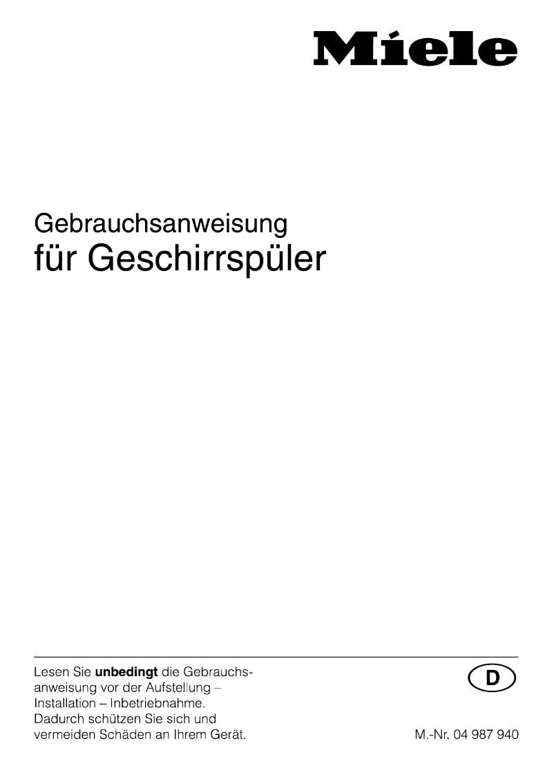 Page 1 of the manual User Manual Miele G 602 SC