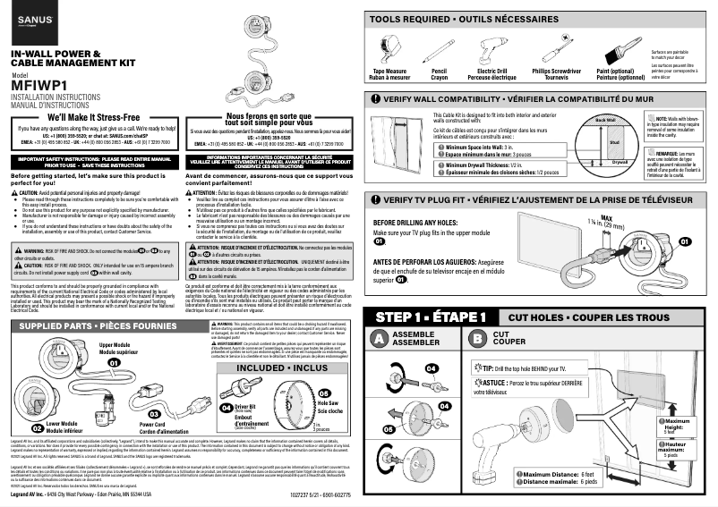 Page 1 of the manual User Manual Sanus MFIWP1