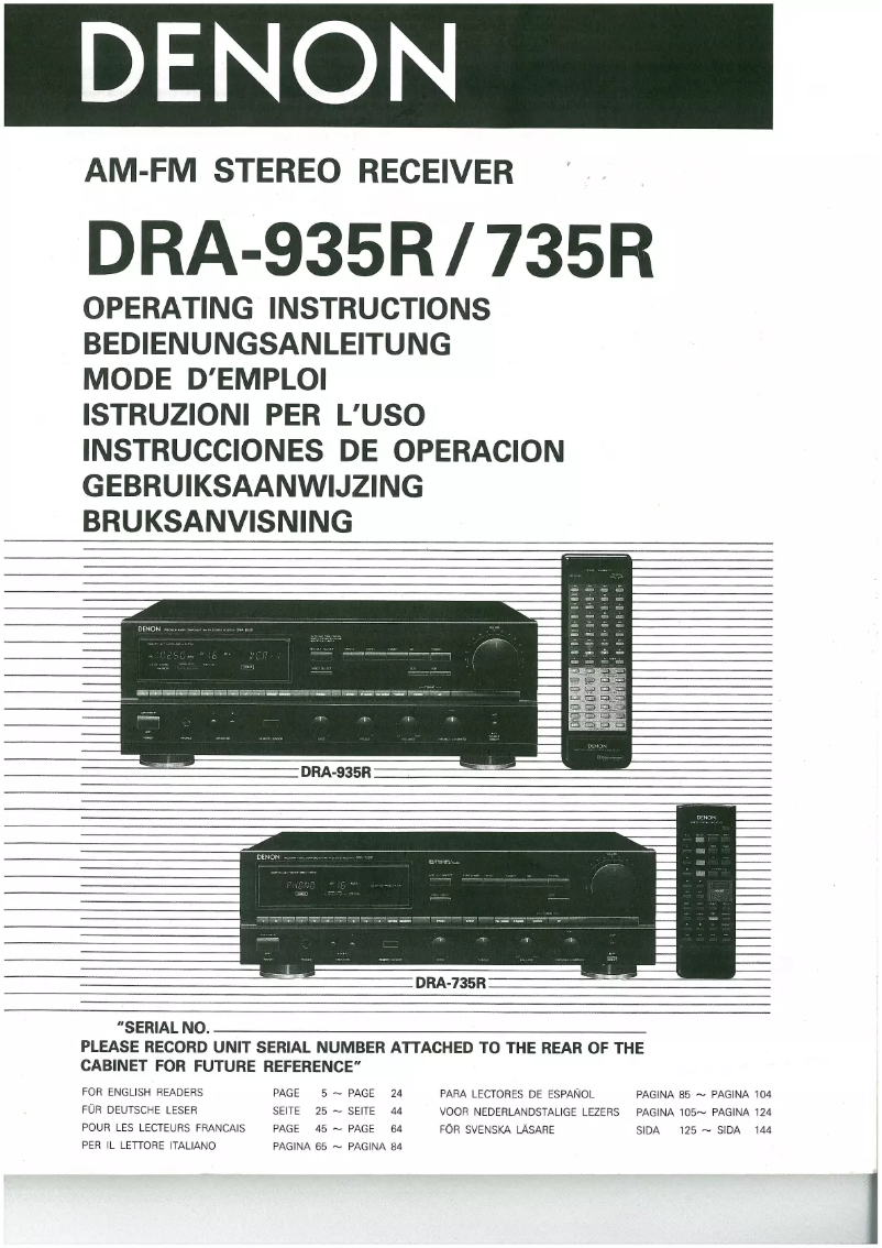 First page image of the manual for DRA-935R