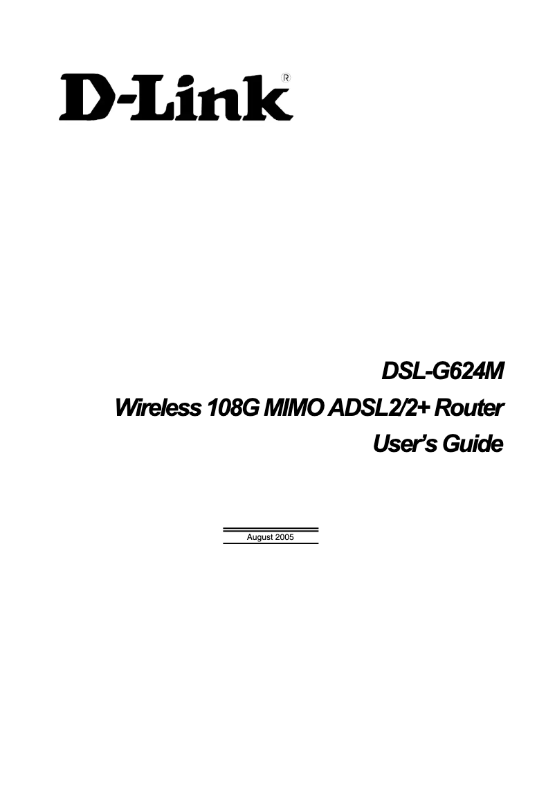 First page image of the manual for DSL-G624M