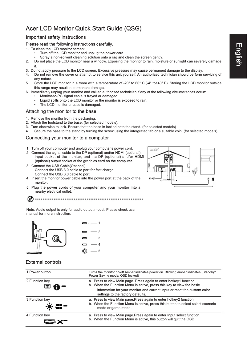 Page 1 of the manual Quick Start Guide Acer CP1271V