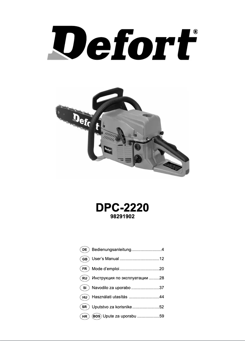 Page 1 of the manual User Manual Defort DPC-2220