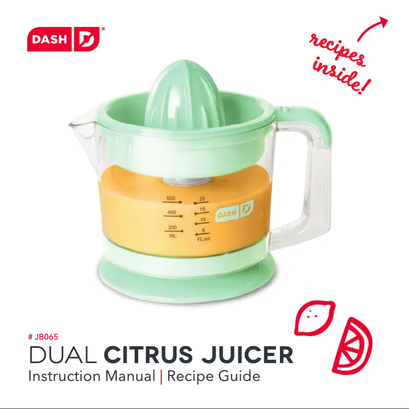 Page 1 of the manual User Manual Dash Dual Citrus Juicer JB065WH
