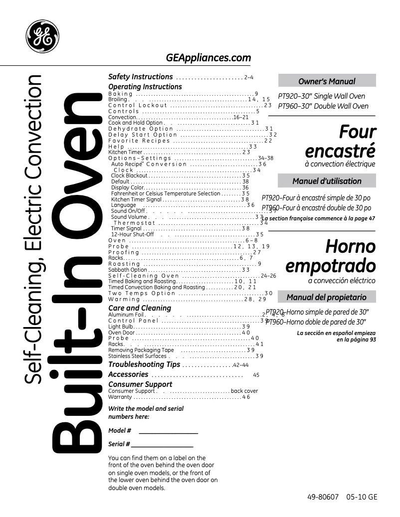 First page image of the manual for PT920SRSS