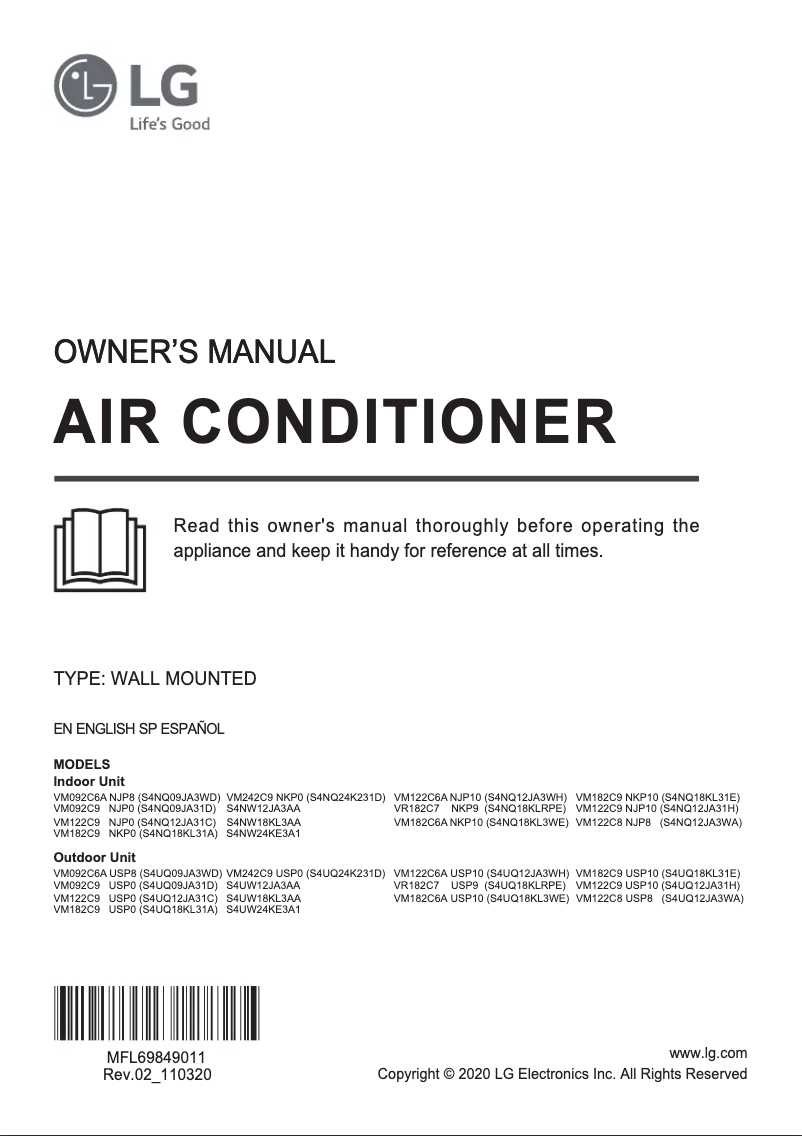 Page 1 of the manual User Manual LG VM122C8