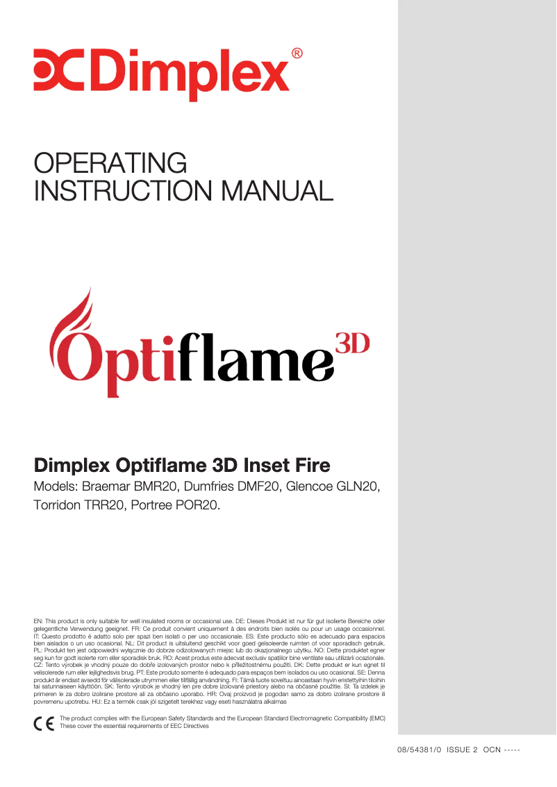 Page 1 of the manual User Manual Dimplex GLN20BR