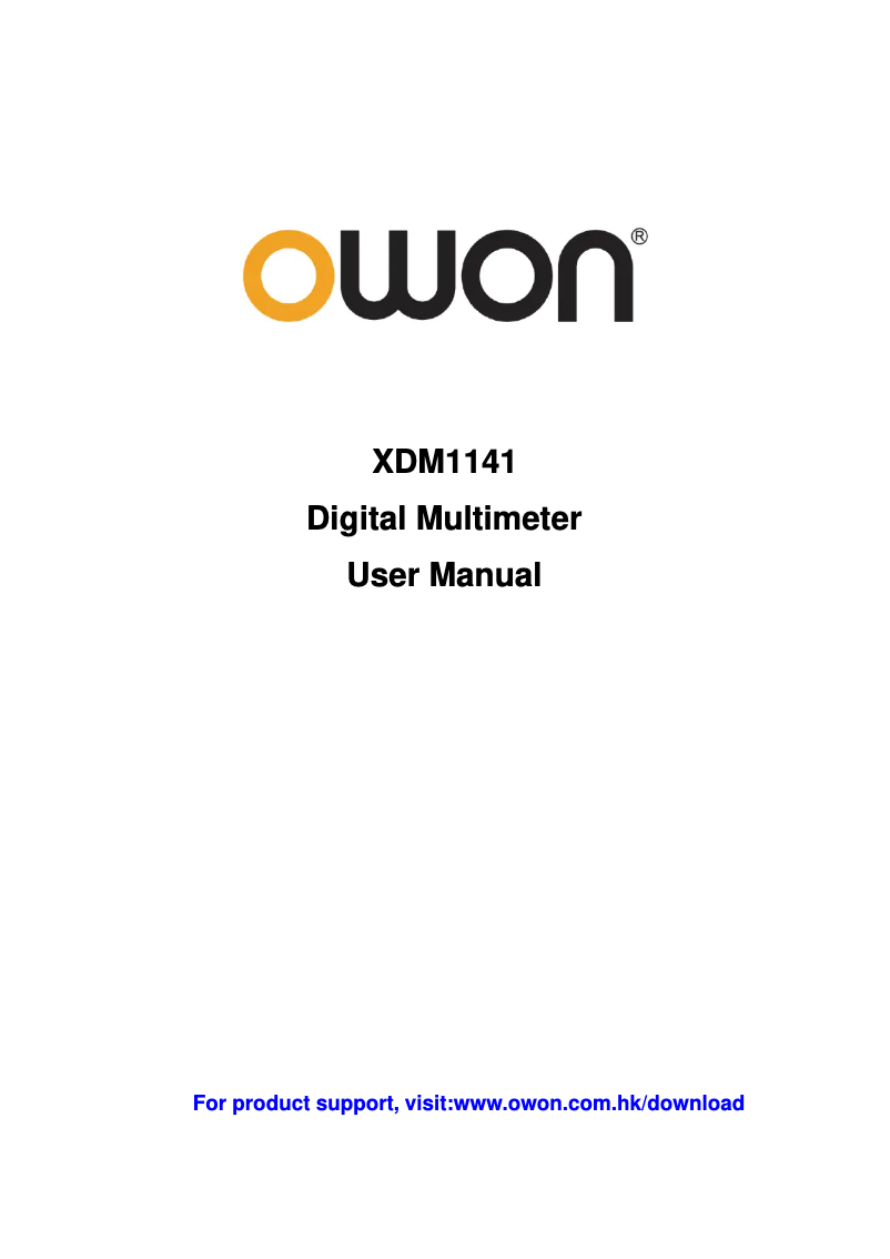 Page 1 of the manual User Manual Owon XDM1141