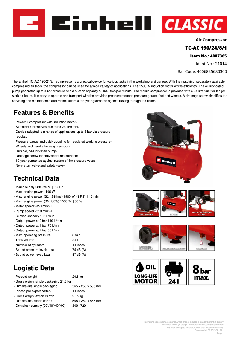 First page image of the manual for TC-AC 190/24/8/1