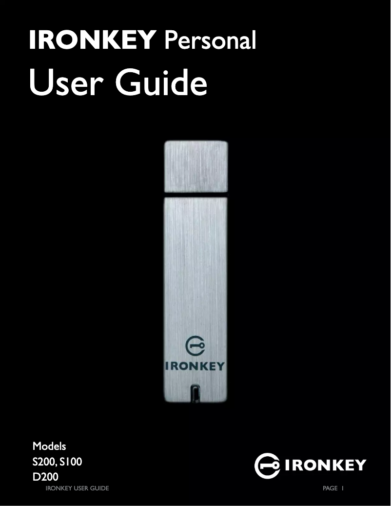 Page 1 of the manual User Manual Ironkey Personal S250